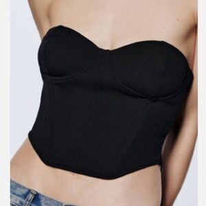 ZARA Black Denim Bustier Top